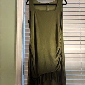 Olive Green Sleeveless Drape Dress